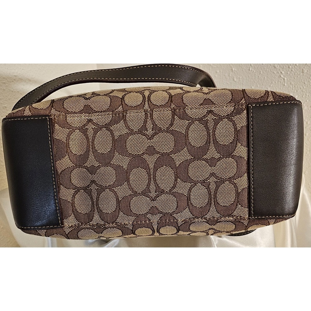 Coach Tote Signature "C" Jacquard/Leather/ Beige/Brown/Gold accents - Picture 6 of 16